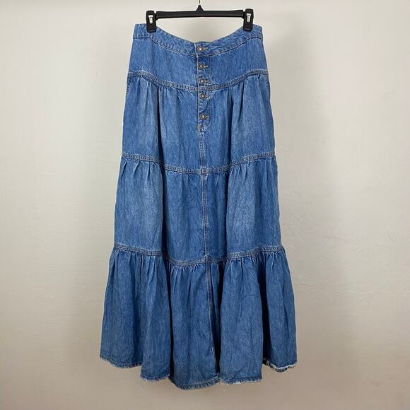 Free People Dresses & Skirts - We The Free - Free People Dreamweaver Maxi Skirt - Blue Wave - Small
